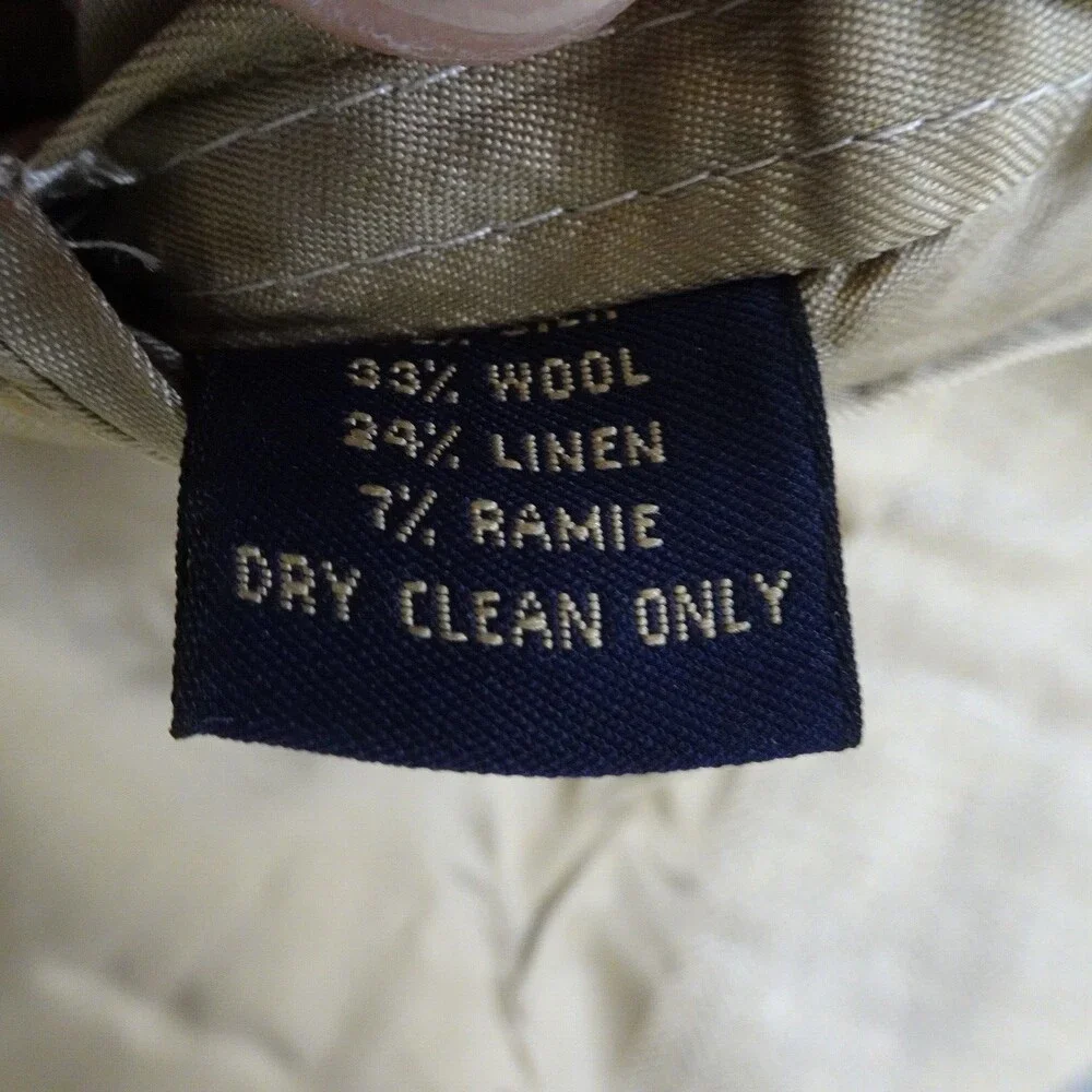 Brooks Brother Suit Jacket Mens 43R Beige Wool Linen Coat Blazer Houndstooth